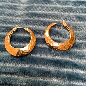 Hammered gold hoops